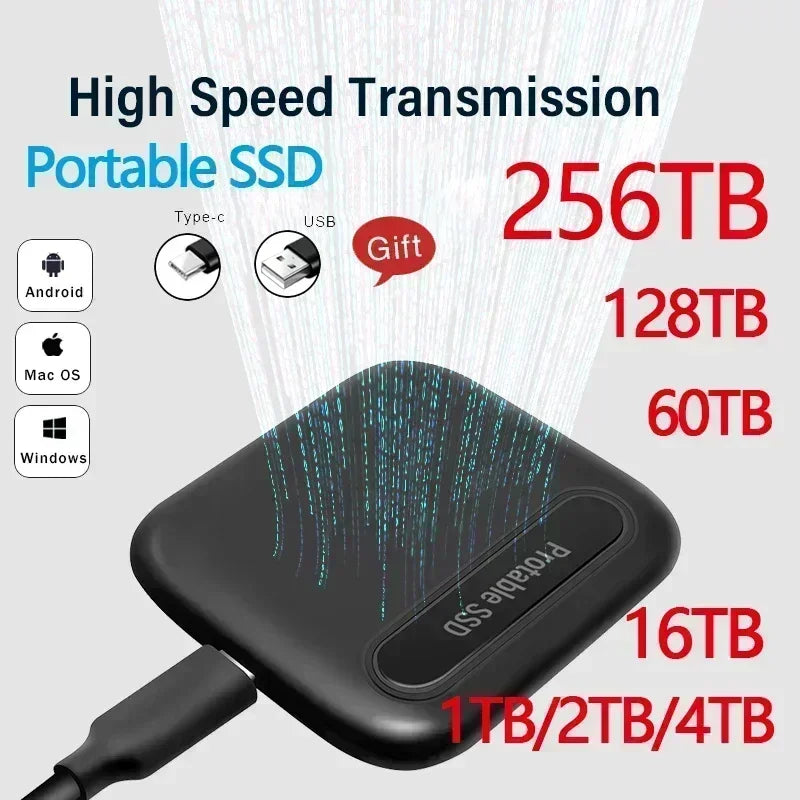 Disco Duro Externo Original Lenovo para Laptop, PC, SSD de Escritorio, 256TB